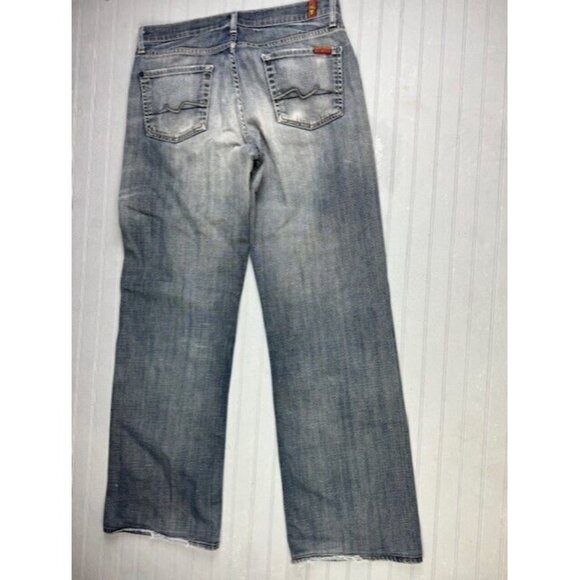 7 For All Mankind Size 30x31.5 Mens Jeans Relaxed Button Fly Stretch Med… - Picture 3 of 5